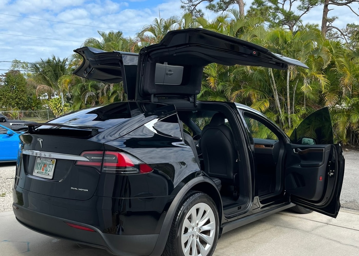 Black Tesla Model X rear by J's Car Detailing