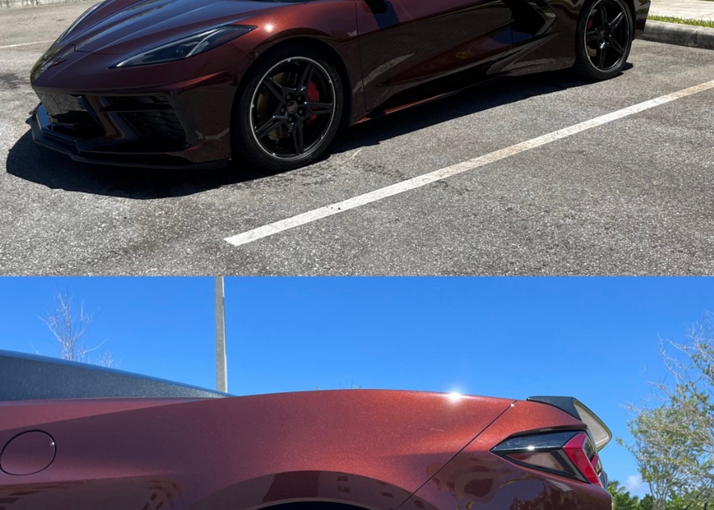 Dark red Corvette C8 detailed by J's Car Detailing